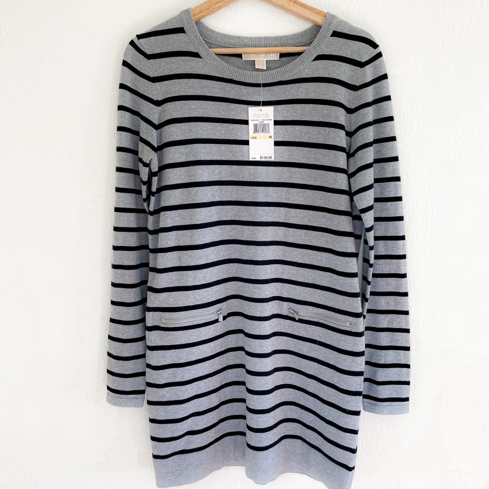 Michael Kors Pearl Heather Basics Striped Dress Size M